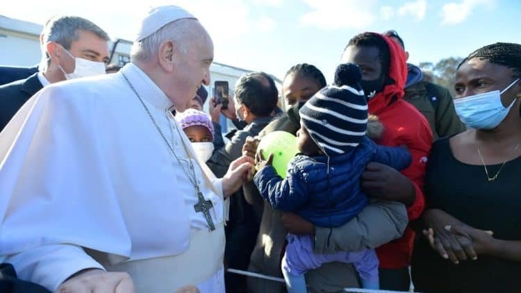 Pope meeting migrants in Greece